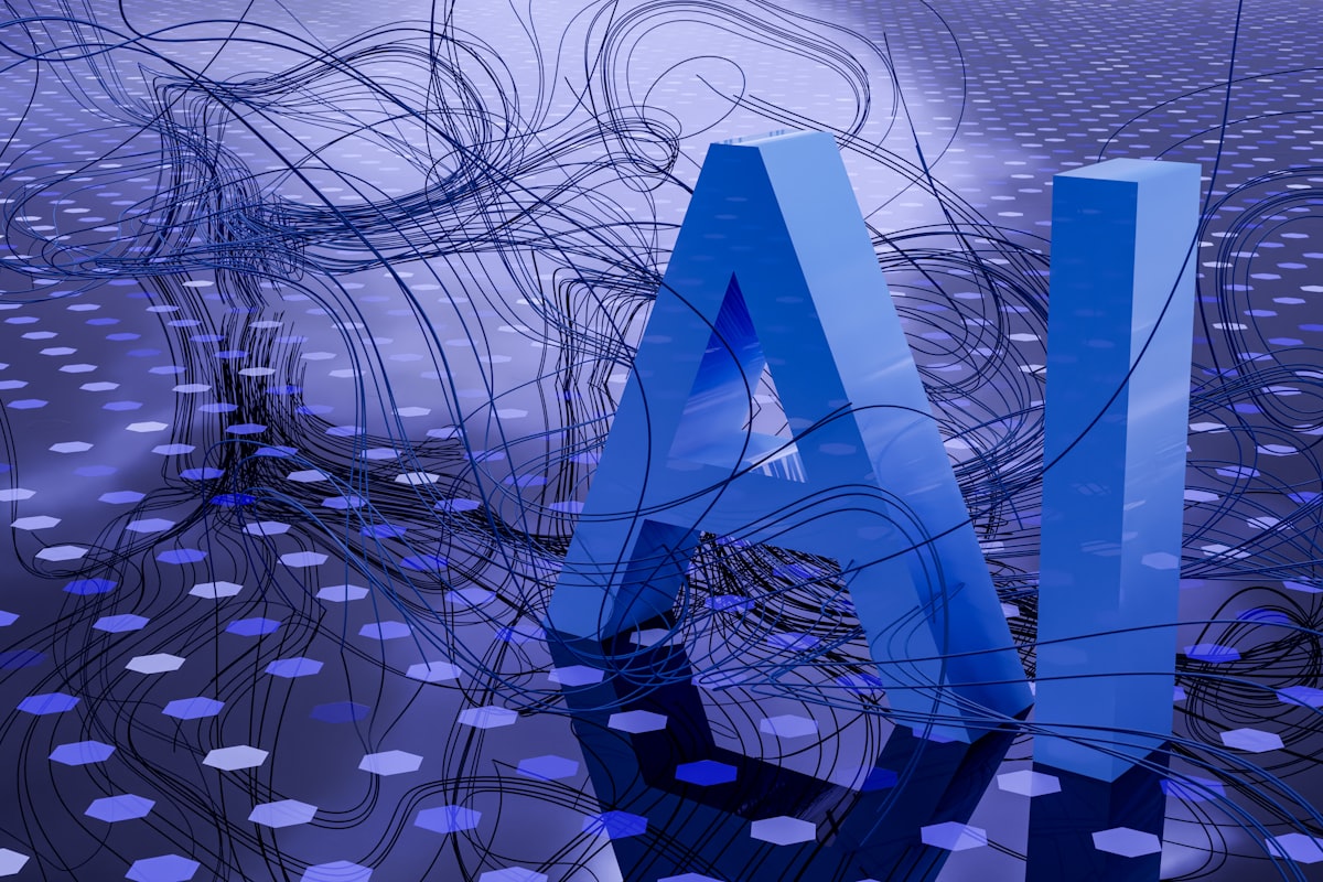 Abstract visualisation of AI chatbot technology