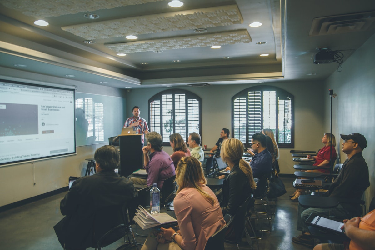 Instructor running a software training workshop