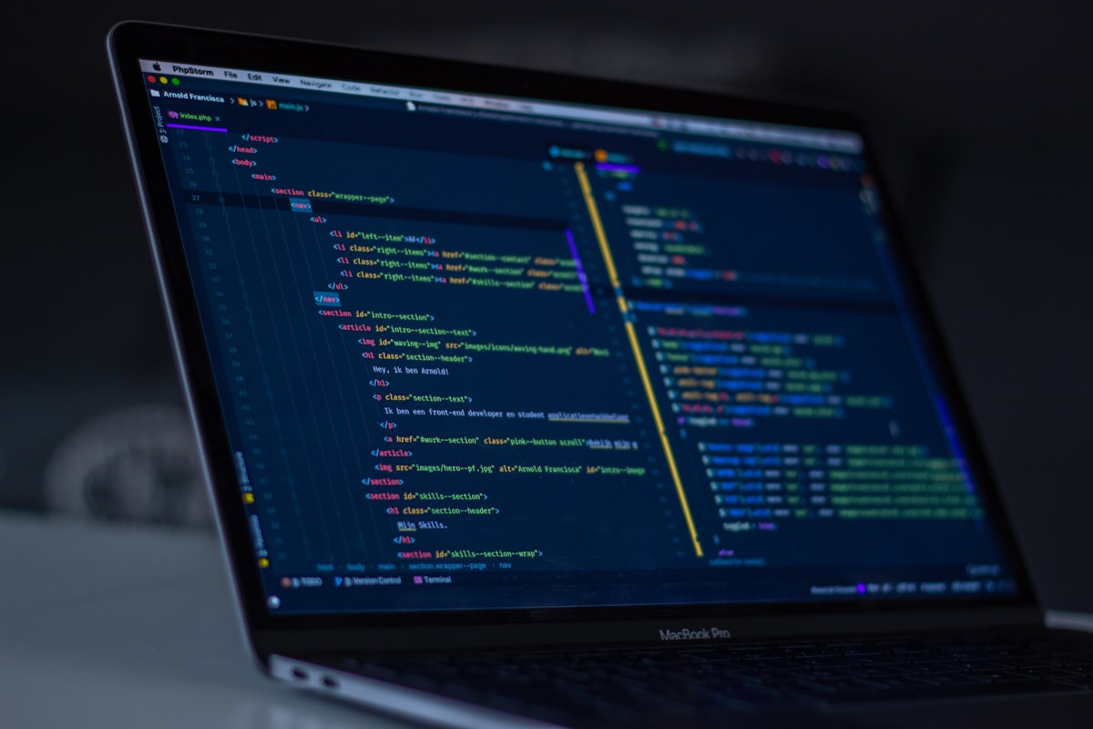 Developer writing code for a web application