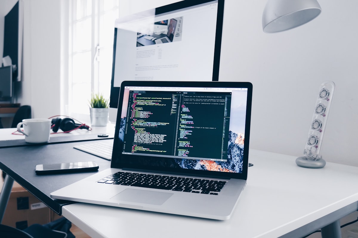 Developer building a WordPress website on a laptop